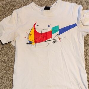 Nike White Tee with Colorful Abstract Design